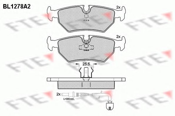 Комплект тормозных колодок, дисковый тормоз FTE BL1278A2