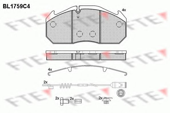 Комплект тормозных колодок, дисковый тормоз FTE BL1759C4