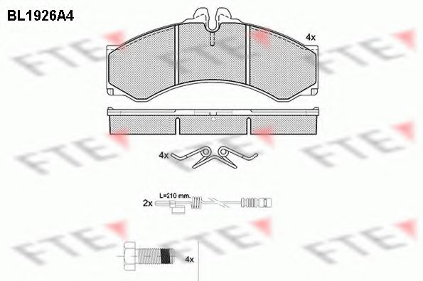 Комплект тормозных колодок, дисковый тормоз FTE BL1926A4