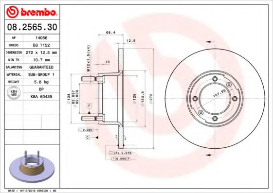 Тормозной диск BREMBO 08.2565.30