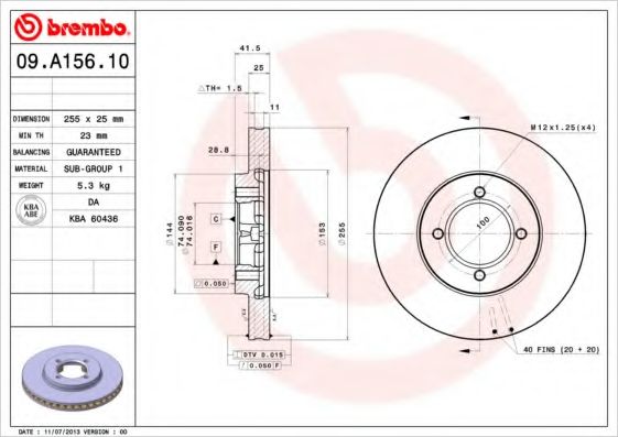 Тормозной диск BREMBO 09.A156.10