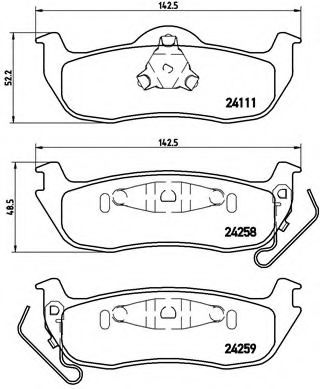 Комплект тормозных колодок, дисковый тормоз BREMBO P 37 011