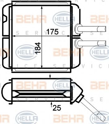 Теплообменник, отопление салона BEHR HELLA SERVICE 8FH 351 024-221