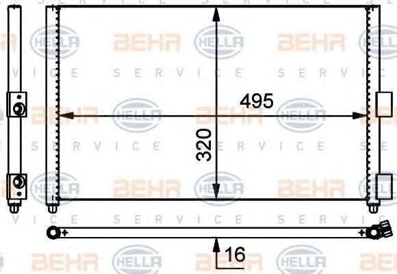 Конденсатор, кондиционер BEHR HELLA SERVICE 8FC 351 301-701