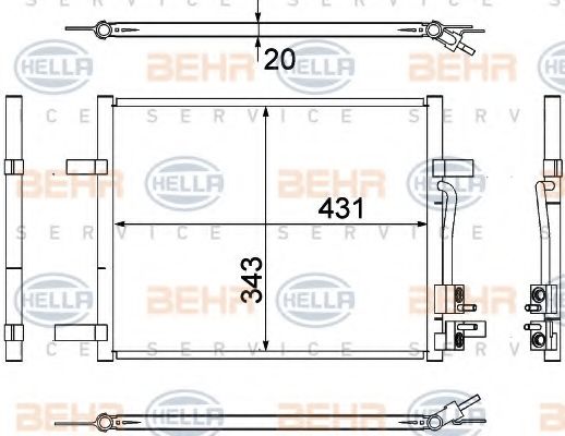 Конденсатор, кондиционер BEHR HELLA SERVICE 8FC 351 304-791