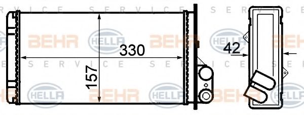 Теплообменник, отопление салона BEHR HELLA SERVICE 8FH 351 308-541