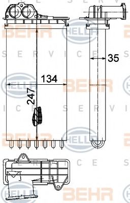 Теплообменник, отопление салона BEHR HELLA SERVICE 8FH 351 315-561