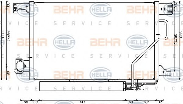 Конденсатор, кондиционер BEHR HELLA SERVICE 8FC 351 317-504