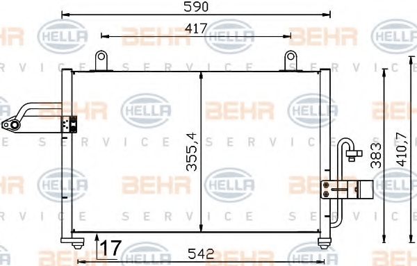 Конденсатор, кондиционер BEHR HELLA SERVICE 8FC 351 319-181