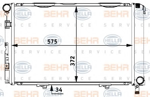 Радиатор, охлаждение двигателя BEHR HELLA SERVICE 8MK 376 710-591