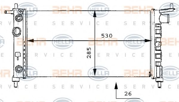Радиатор, охлаждение двигателя BEHR HELLA SERVICE 8MK 376 712-011