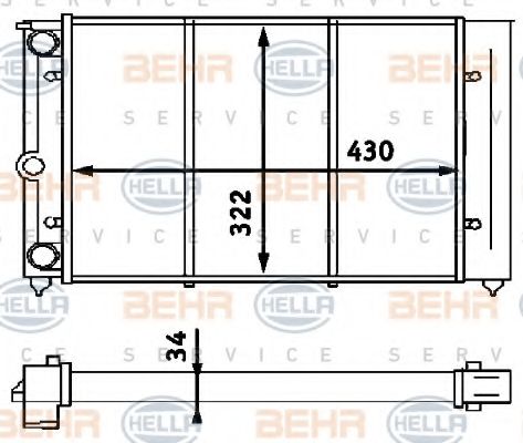 Радиатор, охлаждение двигателя BEHR HELLA SERVICE 8MK 376 713-321