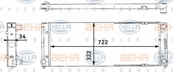 Радиатор, охлаждение двигателя BEHR HELLA SERVICE 8MK 376 713-471