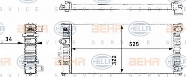 Радиатор, охлаждение двигателя BEHR HELLA SERVICE 8MK 376 713-724