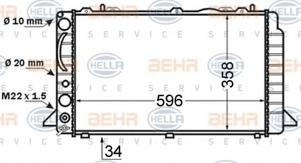Радиатор, охлаждение двигателя BEHR HELLA SERVICE 8MK 376 714-461