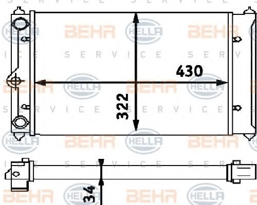 Радиатор, охлаждение двигателя BEHR HELLA SERVICE 8MK 376 714-661