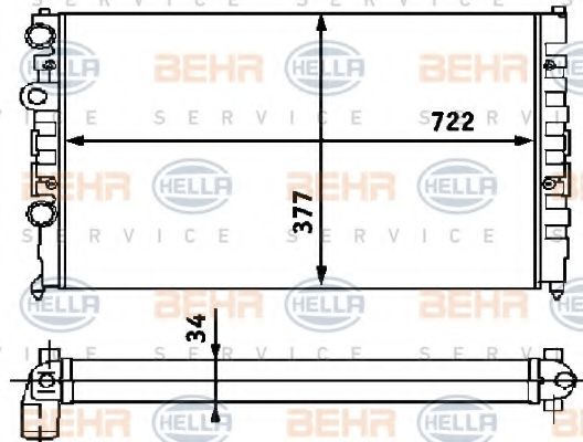 Радиатор, охлаждение двигателя BEHR HELLA SERVICE 8MK 376 715-174