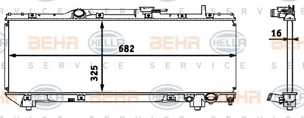 Радиатор, охлаждение двигателя BEHR HELLA SERVICE 8MK 376 718-371