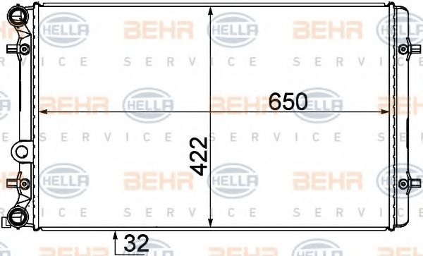 Радиатор, охлаждение двигателя BEHR HELLA SERVICE 8MK 376 727-791