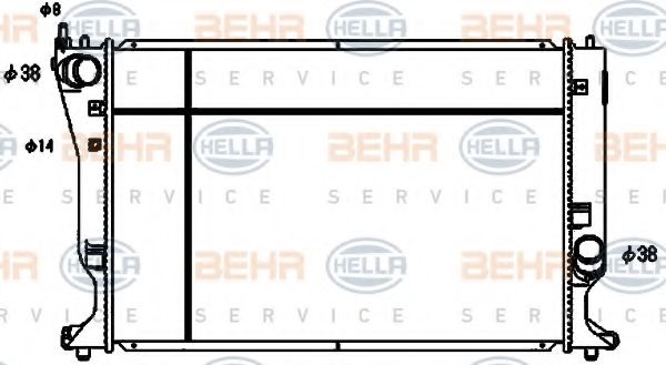 Радиатор, охлаждение двигателя BEHR HELLA SERVICE 8MK 376 753-741