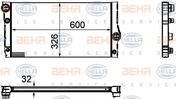 Радиатор, охлаждение двигателя BEHR HELLA SERVICE 8MK 376 755-381