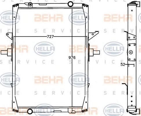 Радиатор, охлаждение двигателя BEHR HELLA SERVICE 8MK 376 758-071