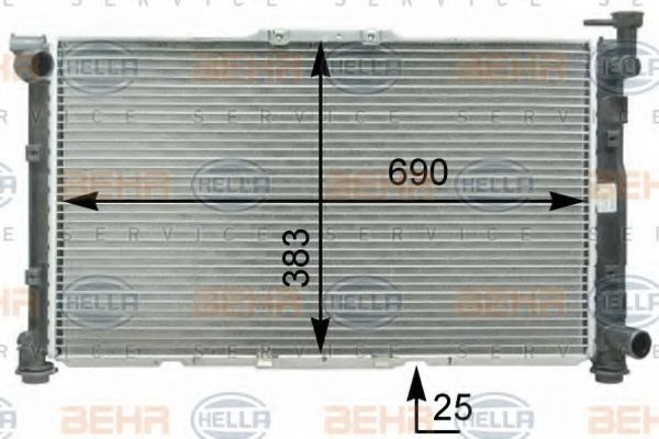 Радиатор, охлаждение двигателя BEHR HELLA SERVICE 8MK 376 763-461
