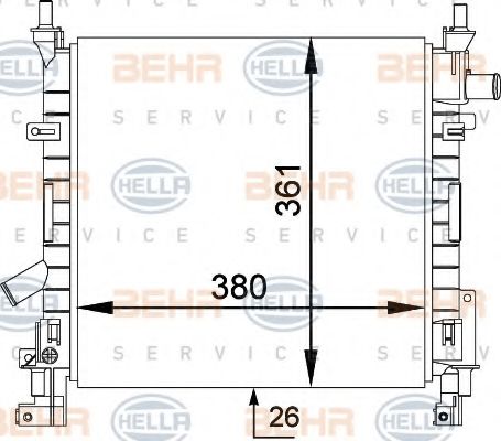 Радиатор, охлаждение двигателя BEHR HELLA SERVICE 8MK 376 764-251