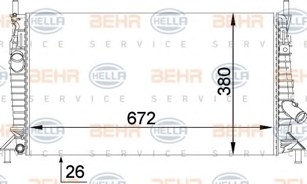 Радиатор, охлаждение двигателя BEHR HELLA SERVICE 8MK 376 764-261