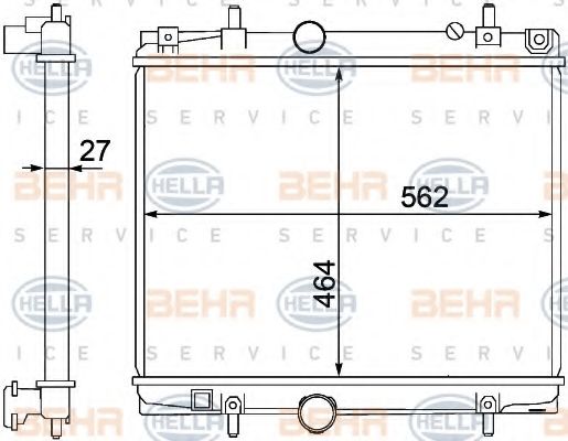 Радиатор, охлаждение двигателя BEHR HELLA SERVICE 8MK 376 767-141