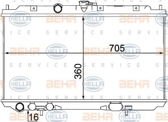 Радиатор, охлаждение двигателя BEHR HELLA SERVICE 8MK 376 770-671