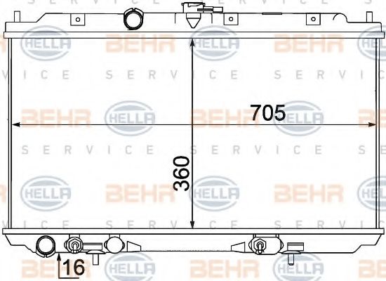 Радиатор, охлаждение двигателя BEHR HELLA SERVICE 8MK 376 770-681