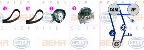 Водяной насос + комплект зубчатого ремня BEHR HELLA SERVICE 8MP 376 817-891