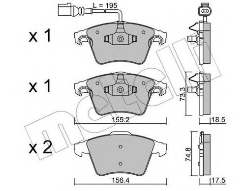 Комплект тормозных колодок, дисковый тормоз METELLI 22-0552-1