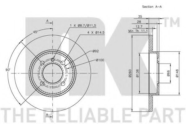 Тормозной диск NK 201516