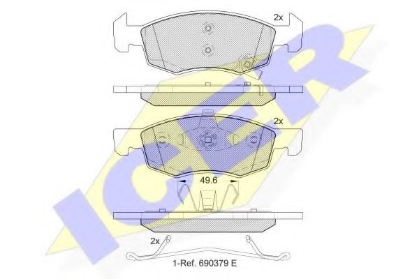 Комплект тормозных колодок, дисковый тормоз ICER 22144