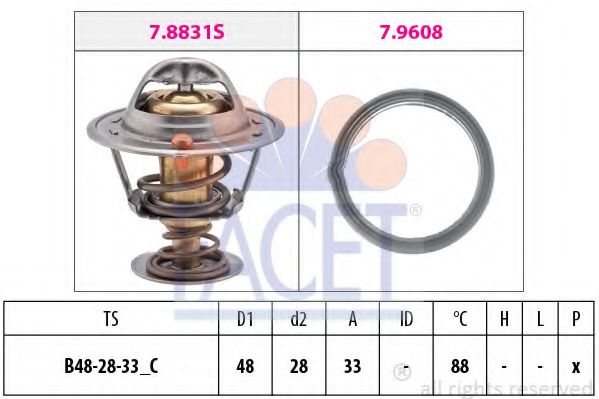 Термостат, охлаждающая жидкость FACET 7.8831