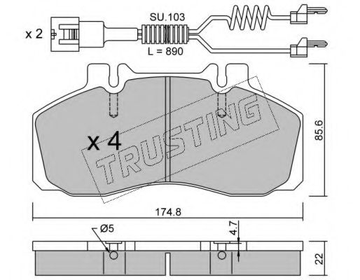 Комплект тормозных колодок, дисковый тормоз TRUSTING 275.0W