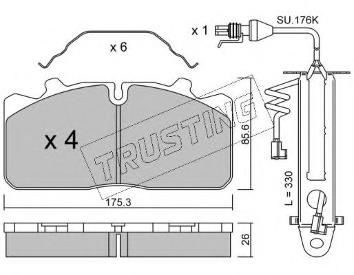 Комплект тормозных колодок, дисковый тормоз TRUSTING 598.2W