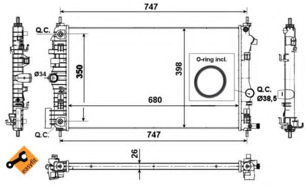 Радиатор, охлаждение двигателя NRF 53777