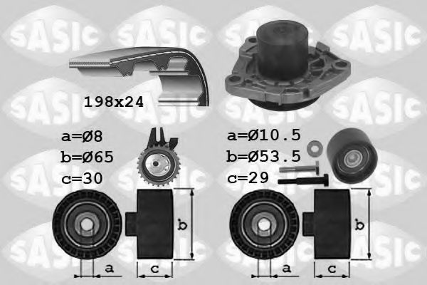 Водяной насос + комплект зубчатого ремня SASIC 3906033