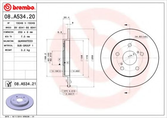 Тормозной диск BRECO BS 6041