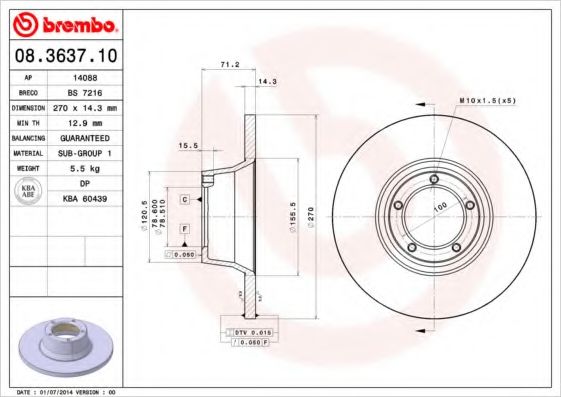 Тормозной диск BRECO BS 7216