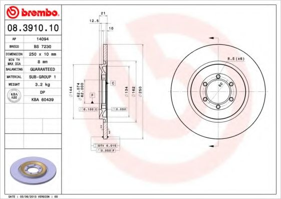 Тормозной диск BRECO BS 7230