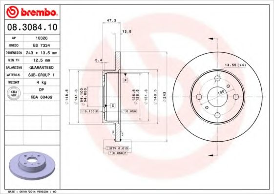 Тормозной диск BRECO BS 7334