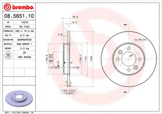 Тормозной диск BRECO BS 7442