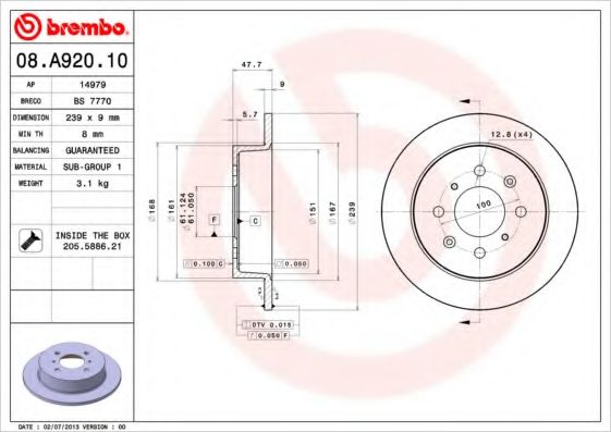 Тормозной диск BRECO BS 7770