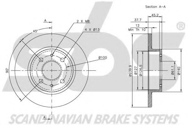 Тормозной диск EURODEAL AUTOPARTS 571