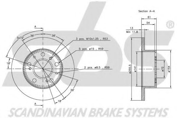 Тормозной диск EURODEAL AUTOPARTS 485