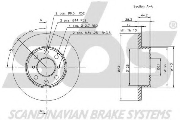 Тормозной диск EURODEAL AUTOPARTS 627